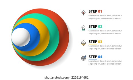Infographic template with icons and 4 options or steps. Can be used for workflow layout, diagram, banner, webdesign. Vector illustration