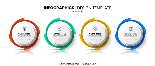 Infographic template with icons and 4 options or steps. Gears. Can be used for workflow layout, diagram, banner, webdesign. Vector illustration