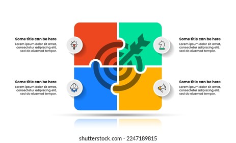 Infographic template with icons and 4 options or steps. Puzzle. Can be used for workflow layout, diagram, banner, webdesign. Vector illustration