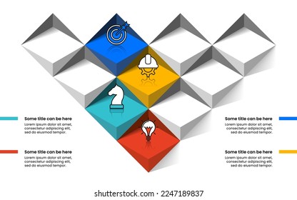 Infographic template with icons and 4 options or steps. Abstract stairs. Can be used for workflow layout, diagram, banner, webdesign. Vector illustration