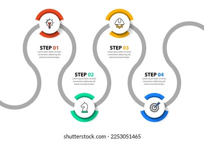 Infographic template with icons and 4 options or steps. Timeline, Can be used for workflow layout, diagram, banner, webdesign. Vector illustration