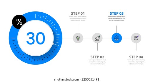 Infographic template with icons and 4 options or steps. Can be used for workflow layout, diagram, banner, webdesign. Vector illustration