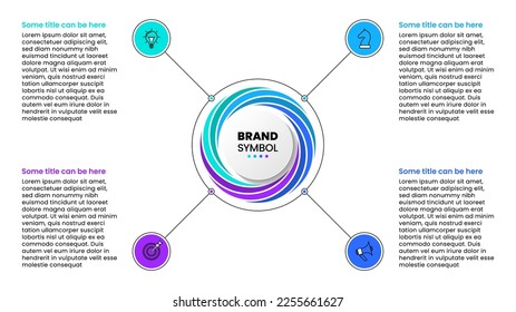 Infographic template with icons and 4 options or steps. Spiral. Can be used for workflow layout, diagram, banner, webdesign. Vector illustration