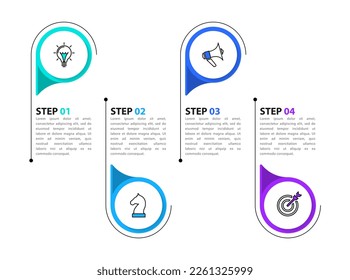 Infographic template with icons and 4 options or steps. Can be used for workflow layout, diagram, banner, webdesign. Vector illustration