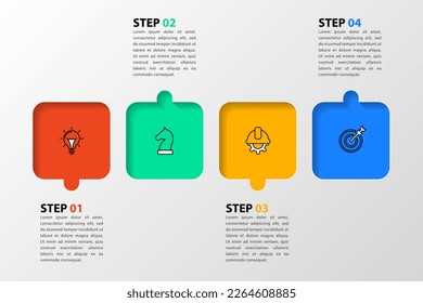 Infographic template with icons and 4 options or steps. Puzzle. Can be used for workflow layout, diagram, banner, webdesign. Vector illustration