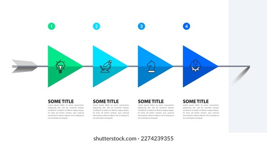 Infographic template with icons and 4 options or steps. Arrow. Can be used for workflow layout, diagram, banner, webdesign. Vector illustration