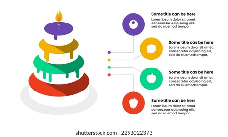 Infographic template with icons and 4 options or steps. Cake. Can be used for workflow layout, diagram, banner, webdesign. Vector illustration