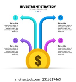 Infographic template with icons and 4 options or steps. Investment strategy. Can be used for workflow layout, diagram, banner, webdesign. Vector illustration