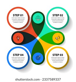 Infographic template with icons and 4 options or steps. Abstract circle. Can be used for workflow layout, diagram, banner, webdesign. Vector illustration