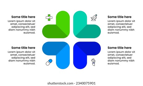 Infographic template with icons and 4 options or steps. Healthcare concept. Can be used for workflow layout, diagram, banner, webdesign. Vector illustration