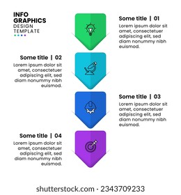 Infographic template with icons and 4 options or steps. Vertical line. Can be used for workflow layout, diagram, banner, webdesign. Vector illustration