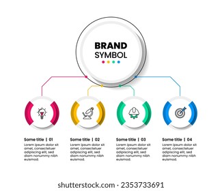 Infographic template with icons and 4 options or steps. Circle. Can be used for workflow layout, diagram, banner, webdesign. Vector illustration