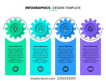 Infographic template with icons and 4 options or steps. Gears. Can be used for workflow layout, diagram, banner, webdesign. Vector illustration