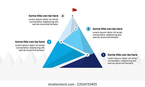 Infographic template with icons and 4 options or steps. Way to the mountain. Can be used for workflow layout, diagram, banner, webdesign. Vector illustration