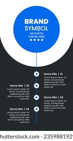 Infographic template with icons and 4 options or steps. Vertical line. Can be used for workflow layout, diagram, banner, webdesign. Vector illustration