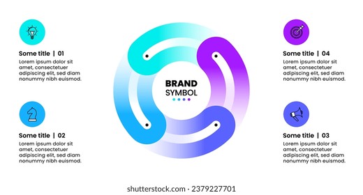 Infographic template with icons and 4 options or steps. Circle in loop. Can be used for workflow layout, diagram, banner, webdesign. Vector illustration