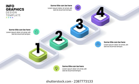 Infographic template with icons and 4 options or steps. Isometric line. Can be used for workflow layout, diagram, webdesign. Vector illustration