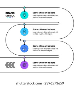 Infographic template with icons and 4 options or steps. A Zigzag line. Can be used for workflow layout, diagram, banner, webdesign. Vector illustration