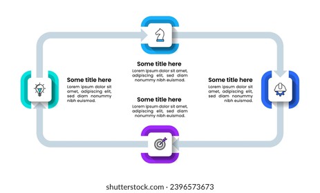 Infographic template with icons and 4 options or steps. Loop. Can be used for workflow layout, diagram, banner, webdesign. Vector illustration