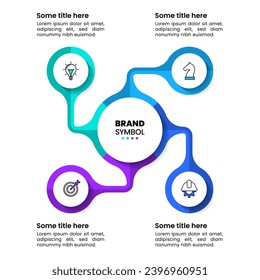 Infographic template with icons and 4 options or steps. Connected circles. Can be used for workflow layout, diagram, banner, webdesign. Vector illustration