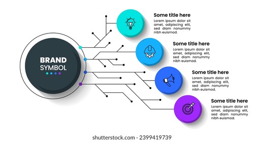 Infographic template with icons and 4 options or steps. Technology concept. Can be used for workflow layout, diagram, banner, webdesign. Vector illustration