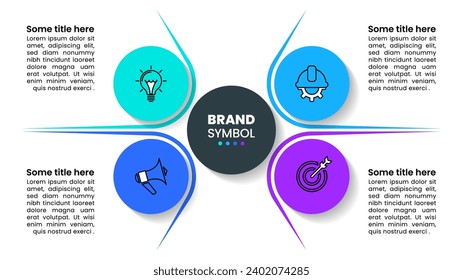 Infographic template with icons and 4 options or steps. Abstract design. Can be used for workflow layout, diagram, banner, webdesign. Vector illustration