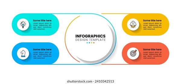 Infographic template with icons and 4 options or steps. Circle. Can be used for workflow layout, diagram, banner, webdesign. Vector illustration