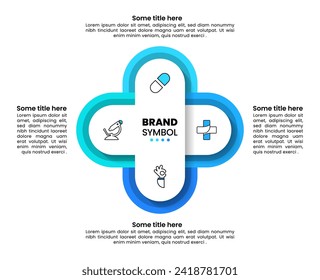 Infographic template with icons and 4 options or steps. Medical cross. Can be used for workflow layout, diagram, banner, webdesign. Vector illustration