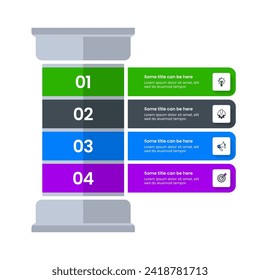 Infographic template with icons and 4 options or steps. Greek column. Can be used for workflow layout, diagram, banner, webdesign. Vector illustration