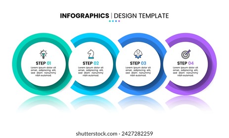 Infographic template with icons and 4 options or steps. Linked circles. Can be used for workflow layout, diagram, banner, webdesign. Vector illustration