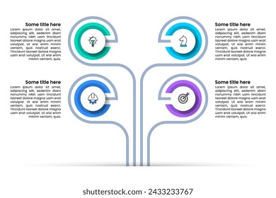 Infographic template with icons and 4 options or steps. Abstract tree. Can be used for workflow layout, diagram, webdesign. Vector illustration