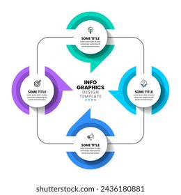 Infographic template with icons and 4 options or steps. Connected Circles. Can be used for workflow layout, diagram, webdesign. Vector illustration