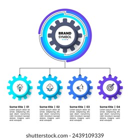 Infographic template with icons and 4 options or steps. Gears. Can be used for workflow layout, diagram, banner, webdesign. Vector illustration