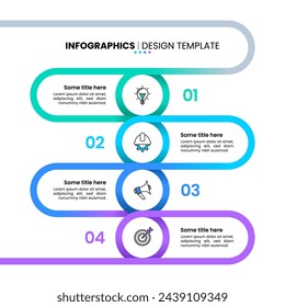 Infographic template with icons and 4 options or steps. Vertical line. Can be used for workflow layout, diagram, webdesign. Vector illustration