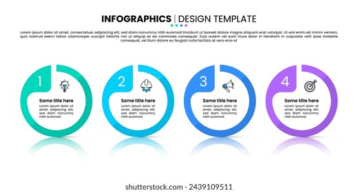 Infographic template with icons and 4 options or steps. Circles in row. Can be used for workflow layout, diagram, webdesign. Vector illustration