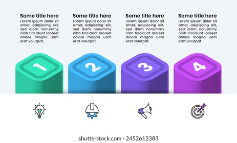 Infographic template with icons and 4 options or steps. Columns. Can be used for workflow layout, diagram, webdesign. Vector illustration