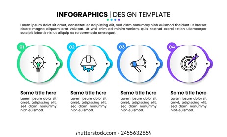 Infographic template with icons and 4 options or steps. Origami circles. Can be used for workflow layout, diagram, banner, webdesign. Vector illustration