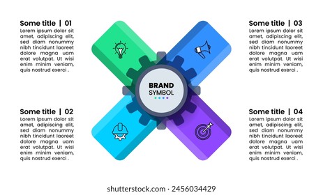 Infographic template with icons and 4 options or steps. Gear. Can be used for workflow layout, diagram, banner, webdesign. Vector illustration
