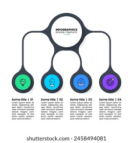 Infographic template with icons and 4 options or steps. Circles. Can be used for workflow layout, diagram, banner, webdesign. Vector illustration