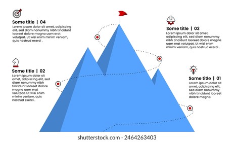 Infographic template with icons and 4 options or steps. Mountain. Can be used for workflow layout, diagram, banner, webdesign. Vector illustration