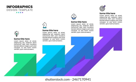 Infographic template with icons and 4 options or steps. Arrows. Can be used for workflow layout, diagram, banner, webdesign. Vector illustration