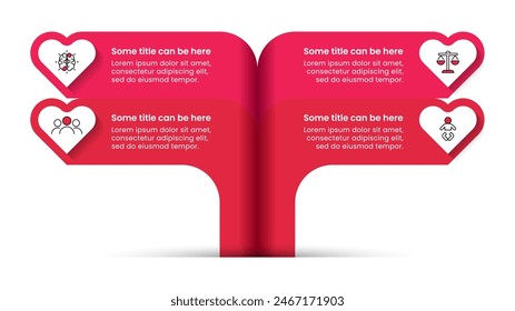 Infographic template with icons and 4 options or steps. Love tree. Can be used for workflow layout, diagram, banner, webdesign. Vector illustration