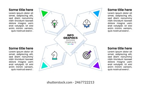 Infographic template with icons and 4 options or steps. Abstract shape. Can be used for workflow layout, diagram, banner, webdesign. Vector illustration