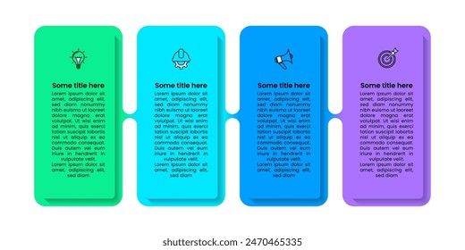 Infographic template with icons and 4 options or steps. Connected rectangles. Can be used for workflow layout, diagram, banner, webdesign. Vector illustration