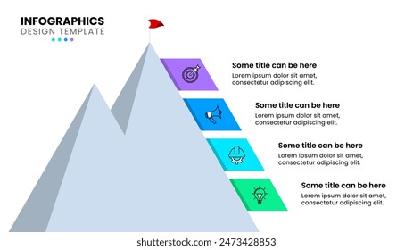 Infographic template with icons and 4 options or steps. Mountain. Can be used for workflow layout, diagram, banner, webdesign. Vector illustration