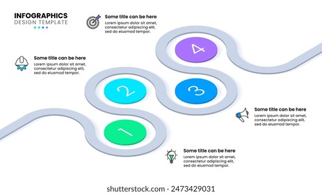 Infographic template with icons and 4 options or steps. Isometric line. Can be used for workflow layout, diagram, banner, webdesign. Vector illustration