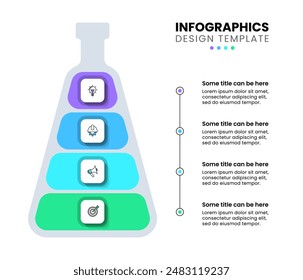 Infographic template with icons and 4 options or steps. Tube. Can be used for workflow layout, diagram, banner, webdesign. Vector illustration