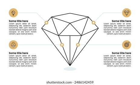 Infographic template with icons and 4 options or steps. Diamond. Can be used for workflow layout, diagram, banner, webdesign. Vector illustration