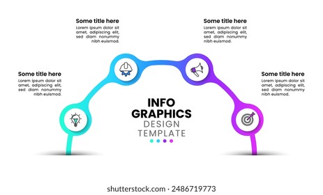 Infographic template with icons and 4 options or steps. Abstract semicircle. Can be used for workflow layout, diagram, banner, webdesign. Vector illustration