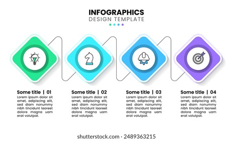 Infographic template with icons and 4 options or steps. Linked squares. Can be used for workflow layout, diagram, banner, webdesign. Vector illustration